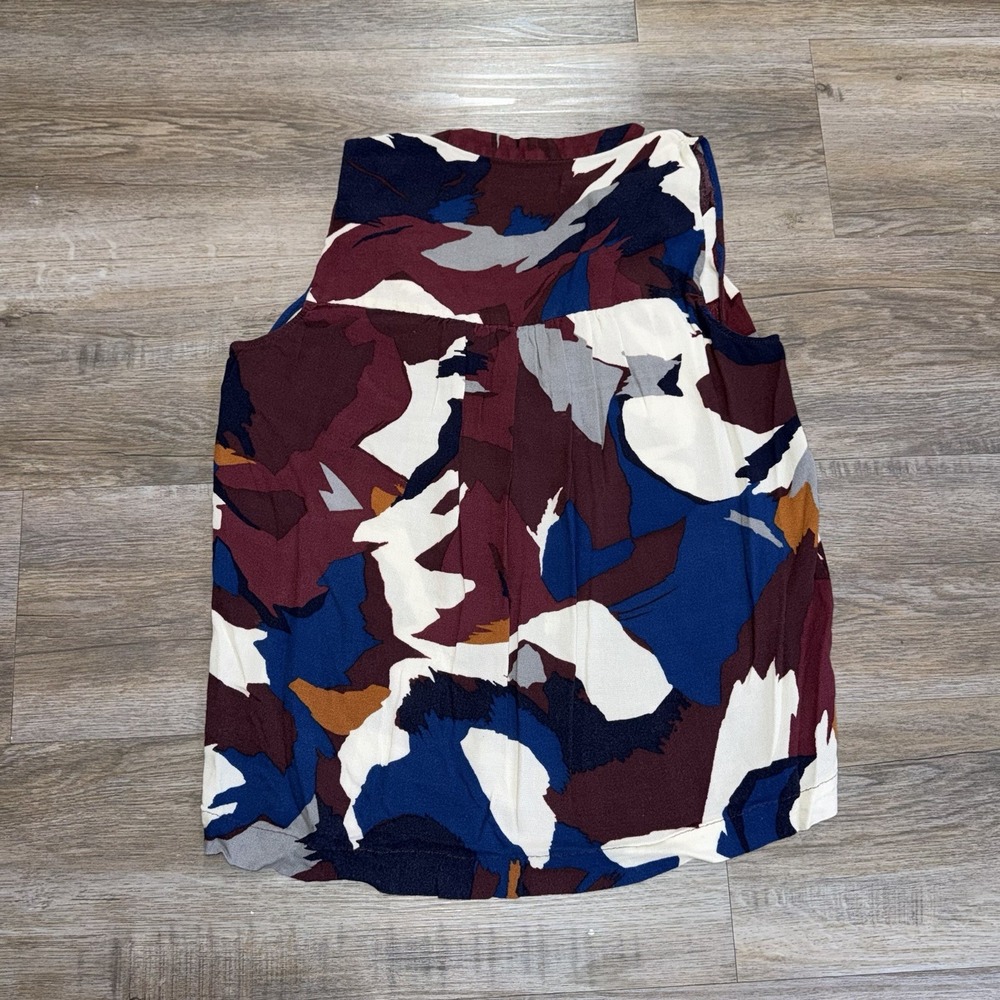 LOFT Sleeveless V-Neck Top Womens Medium Petite Abstract Painterly Print - Picture 5 of 7